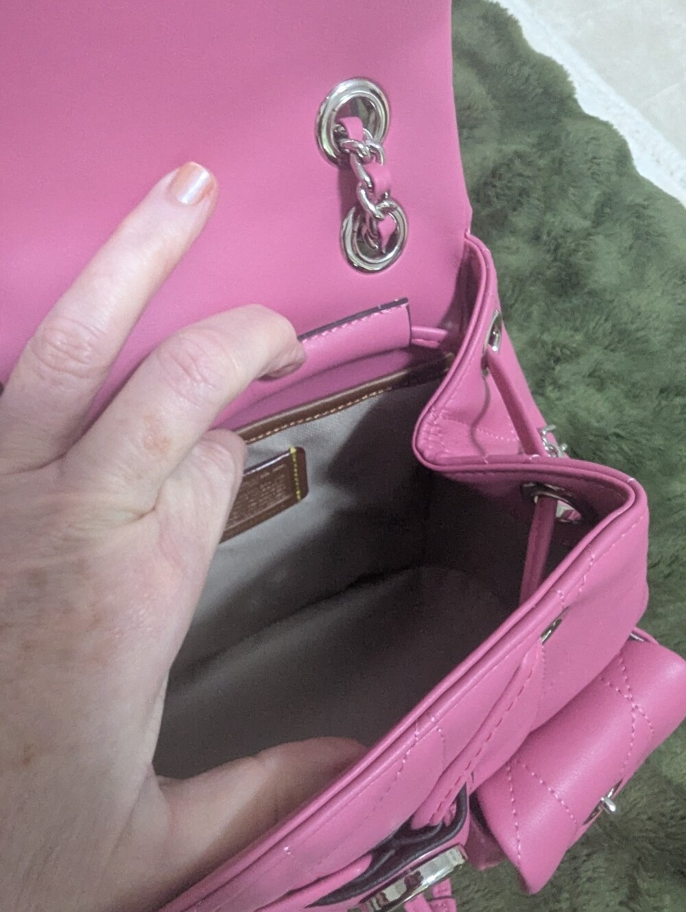 Coach Tabby Pink Quilted Mini Backpack with Chain Strap - Picture 4 of 5